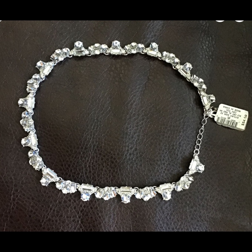 Silver tone rhinestone charter club necklace NWT